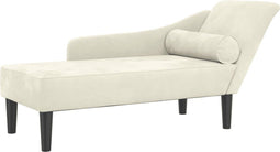 vidaXL - Chaise - longue - met - kussens - fluweel - crèmekleurig
