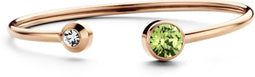 CO88 Collection Birthstone 8CB 90256 Stalen Flex Bangle - Geboortesteen Augustus met Swarovski Elements 8 mm - Grootte 58 x 50 mm - Rosékleurig / Groen