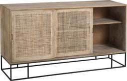 J-Line kast Geweven Riet - 3 schuifdeuren - hout/metaal - naturel