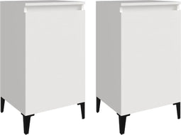 vidaXL - Nachtkastjes - 2 - st - 40x35x70 - cm - bewerkt - hout - hoogglans - wit