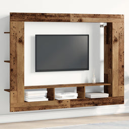 vidaXL - TV - Kast - Muurbevestigd - Oud - Hout - 152x22x113 - cm