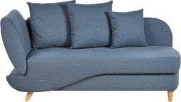 MERI II - Chaise longue met opbergruimte - Blauw - Links - Fluweel