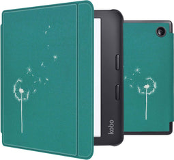 imoshion E-reader Hoesje - Geschikt voor Kobo Libra 2 - Design Slim Hard Case Sleepcover Bookcase met stand - Green Dandelion