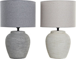 Bureaulamp DKD Home Decor Porselein Grijs Polyester Crème 220 V 50 W (28 x 28 x 44 cm) (2 Stuks)