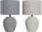 Bureaulamp DKD Home Decor Porselein Grijs Polyester Crème 220 V 50 W (28 x 28 x 44 cm) (2 Stuks)
