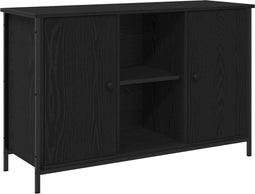 vidaXL - TV - Kast - Zwart - Eiken - 101x35x65 - cm - Geëngineerd - Hout - en - Staal