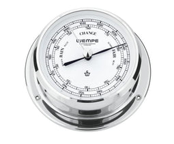 Wempe Skiff - Barometer - Verchroomd messing Ø 110 mm - Wit met zwarte schaalverdeling
