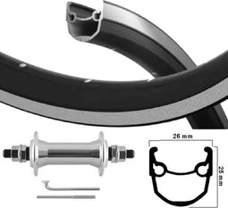 Kgs Voorwiel 28 inch (622) velg ryde stratos/zilver zwart vaste as