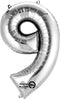 Zilver Folieballon Cijfer 9 - 86cm