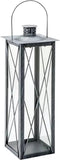 Zilveren tuinlantaarn/windlicht van zink 19,8 x 19,8 x 51,3 cm - Tuinverlichting - Kaarsenhouders - Zinken lantaarns