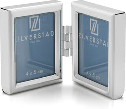 Zilverstad - Fotolijst Mini 4x5 cm metaal portret - pasfoto 2-luik