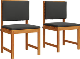 vidaXL - Tuinstoelen - zonder - Armleuningen - met - Kussens - - - Set - van - 2 - - - Massief - Acaciahout
