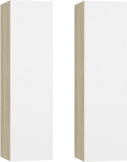 vidaXL - Tv-meubels - 2 - st - 30,5x30x110 - cm - bewerkt - hout - wit - sonoma - eiken