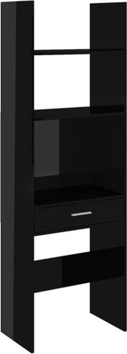 vidaXL - Boekenkast - 60x35x180 - cm - bewerkt - hout - hoogglans - zwart