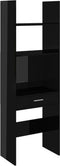 vidaXL - Boekenkast - 60x35x180 - cm - bewerkt - hout - hoogglans - zwart