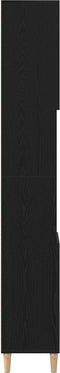 vidaXL - Badkamerkast - Zwart - Eiken - 30x30x190 - cm - Houtmateriaal