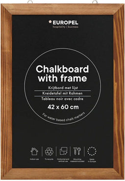 Europel krijtbord - houten lijst – muurdecoratie – tekenbord - A2 - 42x60cm