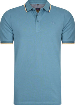Mario Russo Polo Edward - Polo Shirt Heren - 100% Katoen - Steen Blauw