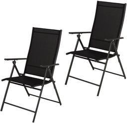 Infinity Goods Tuinstoel - 7 Verstelbare Standen - Inklapbaar - Weerbestendig - Zwart (2 stuks)