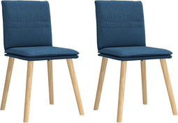 vidaXL - Eetkamerstoelen - 2 - st - stof - blauw