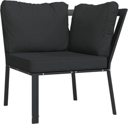 vidaXL - Tuinstoel - met - grijze - kussens - 76x76x79 - cm - staal