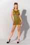 Guilty Pleasure Fetish Wear Mini jurk -S- PRINTED DATEX STRIPED Geel