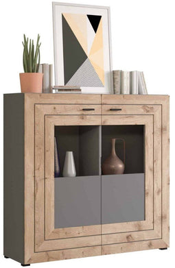 Furnilux Freno - Highboard - Praktische indeling - Grijs Eiken 37x120x117cm