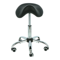 Alora zadelkruk - Tabouret – Zwart/Chrome - kruk – kapperskruk - Ergonomische zadelstoel op wielen