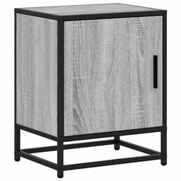 vidaXL - Nachtkastje - 40x31x50 - cm - bewerkt - hout&metaal - grijs - sonoma - eiken