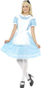 Alice in Wonderland Kostuum - Jurk met Schort en Hoofdband - Maat XL - Blauw