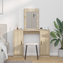 vidaXL - Kaptafel - met - LED-verlichting - in - Sonoma - Eiken, - 102x33x135 - cm