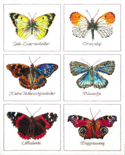Thea Gouverneur - Borduurpakket met telpatroon - 2037A - Voorgesorteerde DMC Garens - Vlinders - Aida - 37 cm x 46 cm - DIY Kit