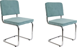 Zuiver Ridge Rib Eetkamerstoel - Blauw - Set van 2