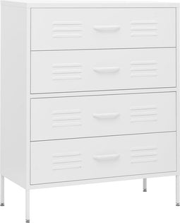 vidaXL - Ladekast - 80x35x101,5 - cm - staal - wit
