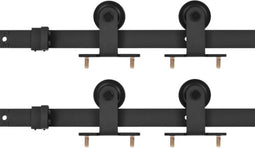 vidaXL - Hardwaresets - voor - schuifdeuren - 2 - st - 200 - cm - staal - zwart