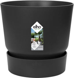 Elho Greenville Rond 55 - Grote Bloempot Buiten - Waterreservoir - 100% Gerecycled Plastic - Ø 55 x H 50 cm - Living black