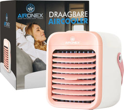 Aironex Draagbare Aircooler Roze – Draadloze Luchtkoeler met water tank – Luchtbevochtiger functie - Luchtkoeler geen airco –Tafelventilator - Ventilator Staand - Verhoog je productiviteit en nachtrust