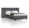 Juskys Luzano - Gestoffeerd Bed - 140x200cm - Fluweel - Donkergrijs - Incl. Leeslampje