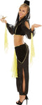 dressforfun - vrouwenkostuum buikdanseres 1001 nacht M - fluweel satijn tule - zwart/geel