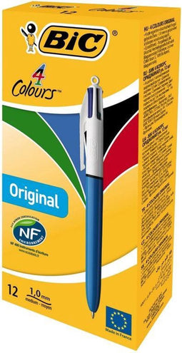 Bic 4-kleuren balpen, medium punt, doos van 12 stuks