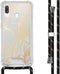 iMoshion Hoesje Geschikt voor Samsung Galaxy A40 Hoesje Met Koord - iMoshion Design Hoesje met Koord - Goud / Transparant / Golden Leaves Transparant