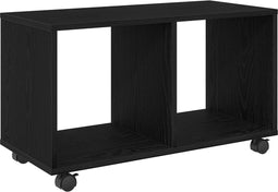 vidaXL - Bijzettafel - met - Wielen - Zwart - Eiken - 72x33x42,5 - cm - Engineered - Wood