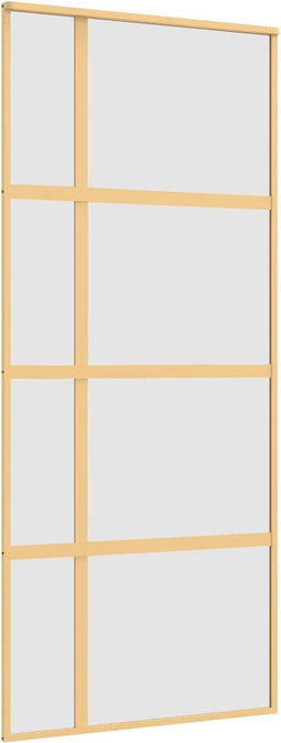 vidaXL - Schuifdeur - 90x205 - cm - mat - ESG-glas - en - aluminium - goudkleurig