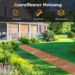 Coast Garten-HolzWeg - Roll-off houten tuinpad 245 x 55 x 2 cm - Weerbestendig lichtbruin