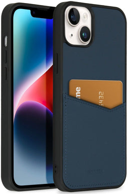 Accezz iPhone 14 Plus - Premium Leather Card Slot Backcover - Echt leer - Donkerblauw