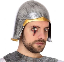 Ridder carnaval verkleed helm - kunststof - voor volwassenen - zilver - old look