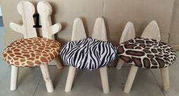 Kinderstoel met oren hout zebra 27x27x37cm