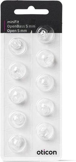 Oticon minifit OPEN / OPENBASS dome MAAT: 5 MM - Blister van 10 stuks - voor MiniRite luidsprekers