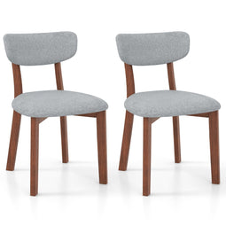 Coast Set van 2 Eetkamerstoelen - Gestoffeerde Zitting - Heveahout - Grijs/Walnoot - 51 x 47 x 82 cm (2 stuks)