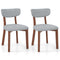 Coast Set van 2 Eetkamerstoelen - Gestoffeerde Zitting - Heveahout - Grijs/Walnoot - 51 x 47 x 82 cm (2 stuks)